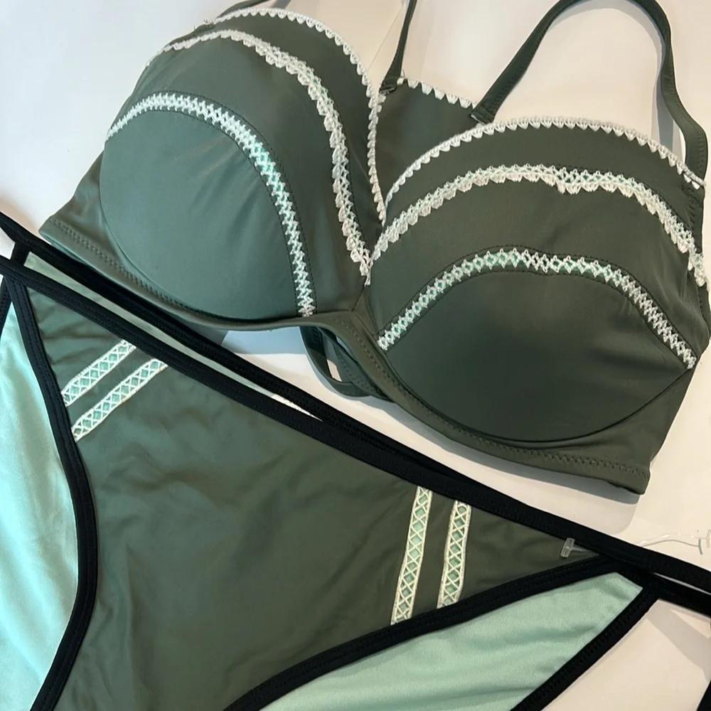 Xhilaration Green bikini swimsuit set size XL 36D new
